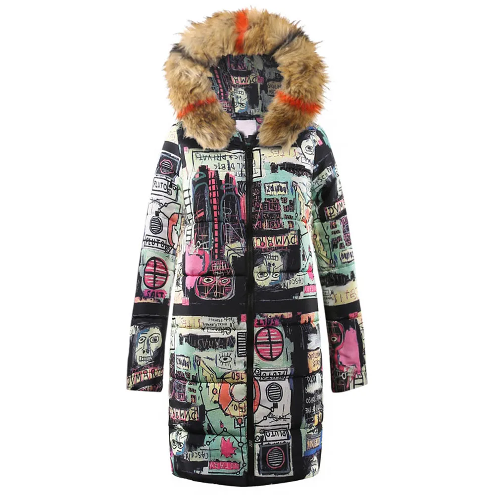 Womens Winter Warm Long Down Cotton printing Parka Hooded Coat Quilted Jacket Ladies medium long sleeve zipper thickened Outwear
Womens Winter Warm Long Down Cotton printing Parka Hooded Coat Quilted Jacket Ladies medium long sleeve zipper thickened Outwear