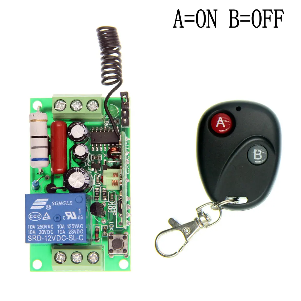 AC 220V 110V 1 CH 1CH RF Wireless Remote Control Light Switch System,315/433 MHz Transmitter + Receiver,Latched (A-ON,B-OFF)
AC 220V 110V 1 CH 1CH RF Wireless Remote Control Light Switch System,315/433 MHz Transmitter + Receiver,Latched (A-ON,B-OFF)