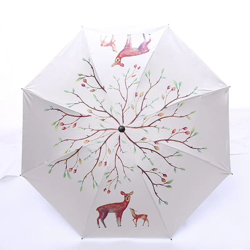 Three Folding Sika Deer Umbrella For Cute Animal Non-automatic Windproof Rain Umbrella Women Thick Black Coating Anti-UV Parasol
Three Folding Sika Deer Umbrella For Cute Animal Non-automatic Windproof Rain Umbrella Women Thick Black Coating Anti-UV Parasol