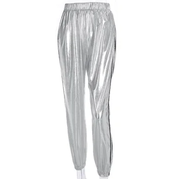 Silver Metallic Pants Elastic High Waist Loose Side Striped Womens Trousers Shiny Motorcycle Sweatpants Casual Harem Pants
Silver Metallic Pants Elastic High Waist Loose Side Striped Womens Trousers Shiny Motorcycle Sweatpants Casual Harem Pants