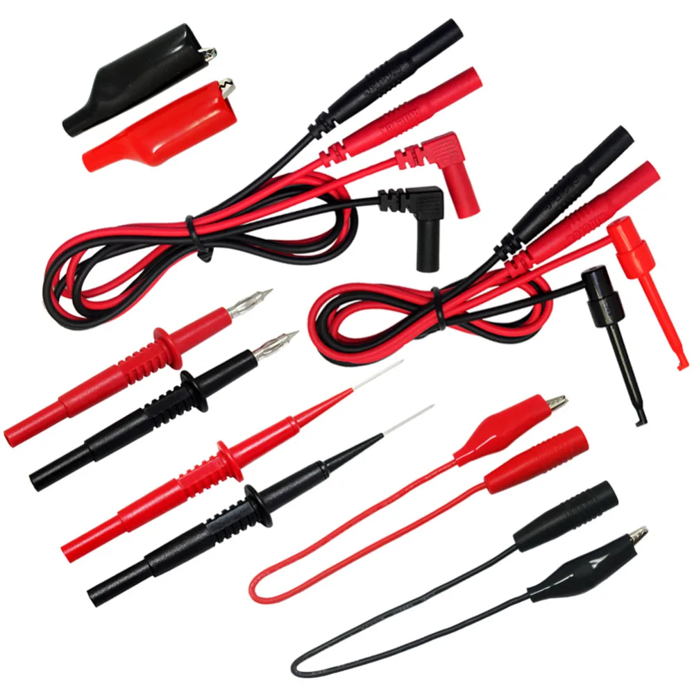 

AideTek needle tipped tip test leads set for multimeter two alligator clips with removable insulator TLP20158