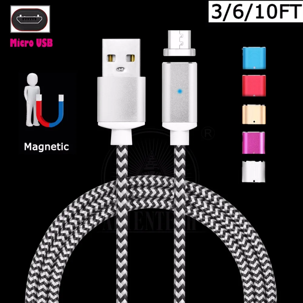 

1M 2M 3M Magnetic Braided Micro USB Fast Data Sync Charging Charger Cable For Samsung Galaxy S6 S7 Edge Note 5 4 HTC LG Android