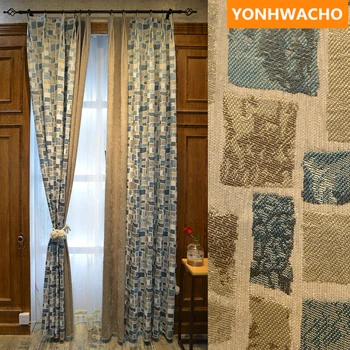 Custom curtains Light luxury Nordic cotton jacquard modern living room bedroom plaid cloth blackout curtain tulle drape B231 
Custom curtains Light luxury Nordic cotton jacquard modern living room bedroom plaid cloth blackout curtain tulle drape B231