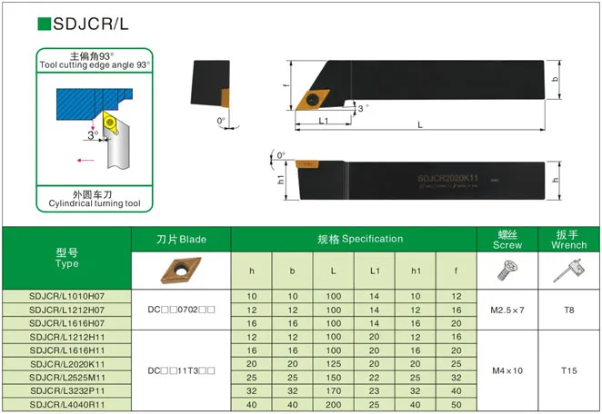 SDJCR/SDJCL 1212H11/1616H11/2020K11 External Turning Tools Holders CNC Lathe Cutting Machining Boring Toolholders
SDJCR/SDJCL 1212H11/1616H11/2020K11 External Turning Tools Holders CNC Lathe Cutting Machining Boring Toolholders