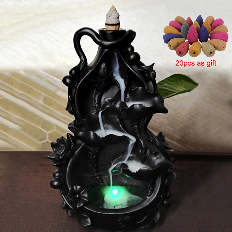 Backflow Incense Burner Waterfall With LED And 20Pcs Cones Ceramic Home Office Decor Incense Holder Ornament Dropshipping
Backflow Incense Burner Waterfall With LED And 20Pcs Cones Ceramic Home Office Decor Incense Holder Ornament Dropshipping