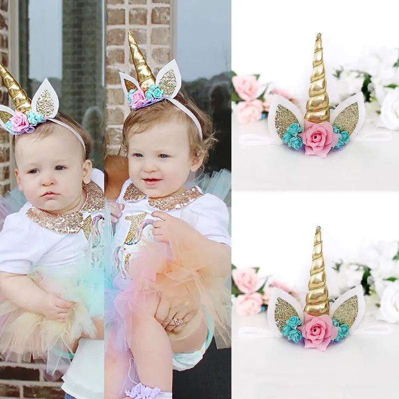 1//4PCS Magical Unicorn Horn Head Party Kids Hair Headband Dress Cosplay Decor US
