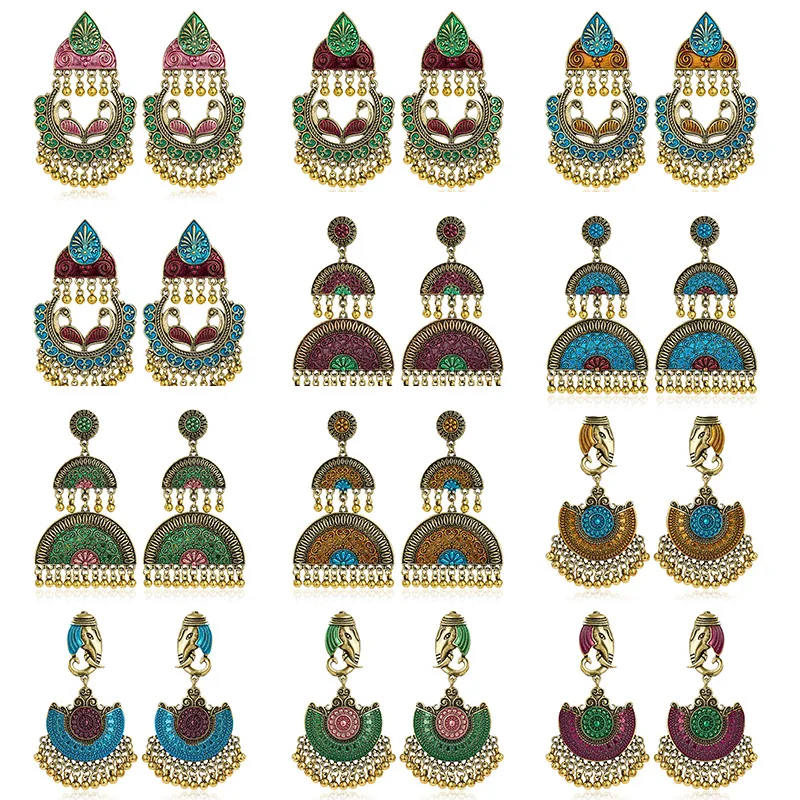 SHUANGR Indian Jhumka Gypsy Jewelry Vintage Ethnic Dangle Drop Earrings for Women Female Anniversary Bridal Party Wedding Bijoux
SHUANGR Indian Jhumka Gypsy Jewelry Vintage Ethnic Dangle Drop Earrings for Women Female Anniversary Bridal Party Wedding Bijoux