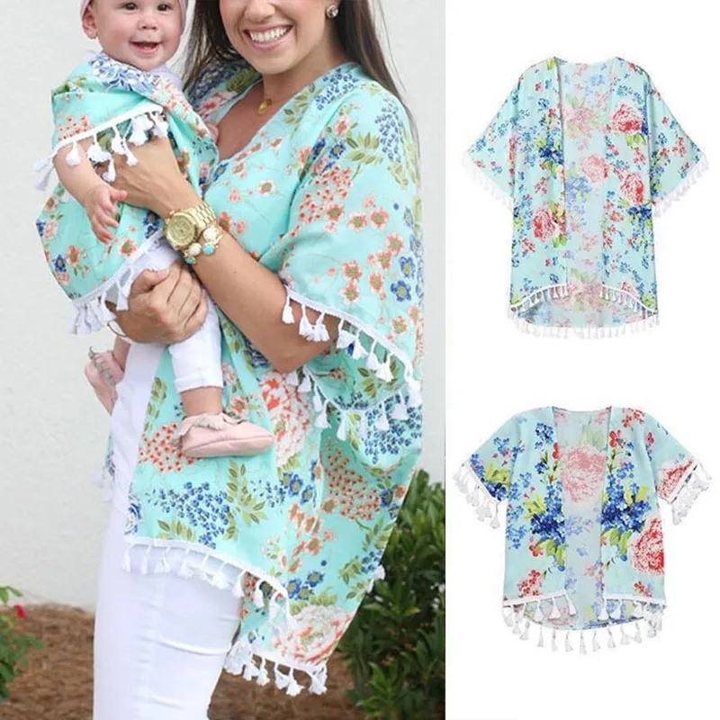 Matching Mommy Daughter Printed Chiffon Beach Kimono Jacket Tassel Beachwear Mom Baby Dress Clothes S7JN
Matching Mommy Daughter Printed Chiffon Beach Kimono Jacket Tassel Beachwear Mom Baby Dress Clothes S7JN