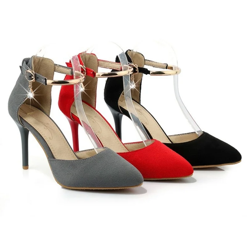 Lady Elegant OL Bucke Strap Flock Big size 34-43 High Heels Pointy Toe Sandals Women Pumps Stilettos High Quality Flower Insole
Lady Elegant OL Bucke Strap Flock Big size 34-43 High Heels Pointy Toe Sandals Women Pumps Stilettos High Quality Flower Insole