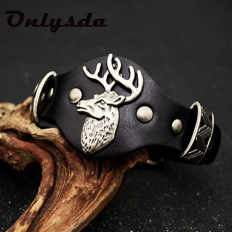 Onlysda Zinc Alloy Milu Deer Wide Men Wrap Bracelets Fashion Punk Charm Belt Cuff Leather Bangles Male Animal Bracelet OSL153
Onlysda Zinc Alloy Milu Deer Wide Men Wrap Bracelets Fashion Punk Charm Belt Cuff Leather Bangles Male Animal Bracelet OSL153