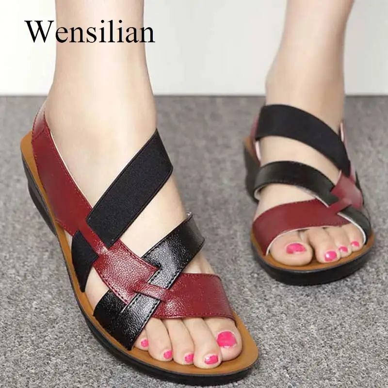 Summer Women Sandals Leather Ladies Shoes Elastic band Mid Wedges Sandals Female Slippers Casual Comfortable sandalia feminina
Summer Women Sandals Leather Ladies Shoes Elastic band Mid Wedges Sandals Female Slippers Casual Comfortable sandalia feminina