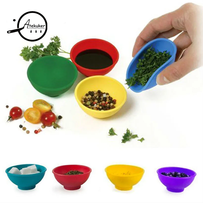 Image Mini Kitchen Tools Silicone Bowl For Salt Sauce Sugar Butter Cream Dressing Mayonnaise Salad Dinnerware Set