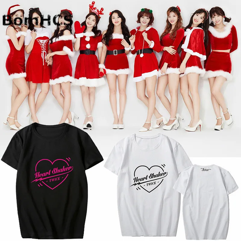 BomHCS Kpop TWICE Cotton T-shirt Album Merry&Happy Heart Shaker Stars Support Short Sleeve Tee Shirt Tops Fans Gift
BomHCS Kpop TWICE Cotton T-shirt Album Merry&Happy Heart Shaker Stars Support Short Sleeve Tee Shirt Tops Fans Gift