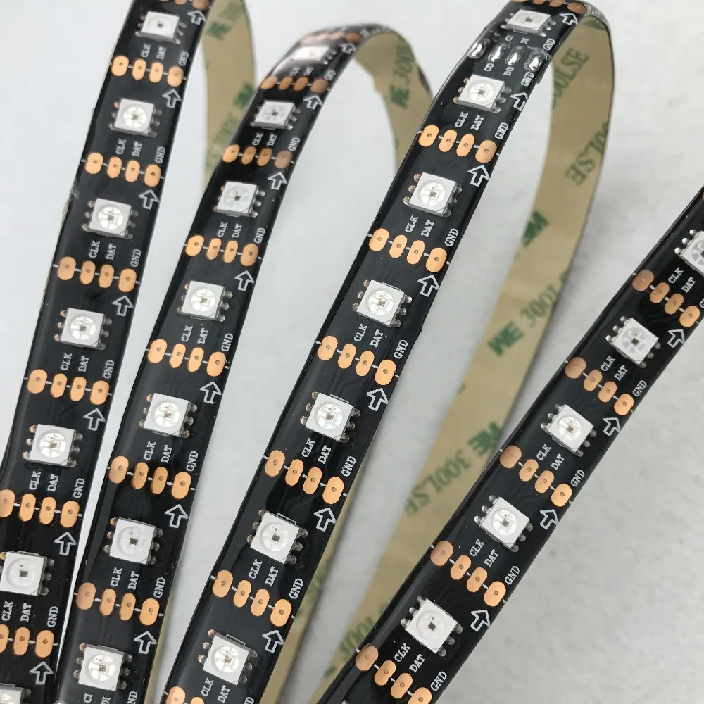 4M DC5V SK9822 addressable led pixel strip;60leds/m with 60pixels/m;BLACK PCB;waterproof in silicon coating;IP65
4M DC5V SK9822 addressable led pixel strip;60leds/m with 60pixels/m;BLACK PCB;waterproof in silicon coating;IP65