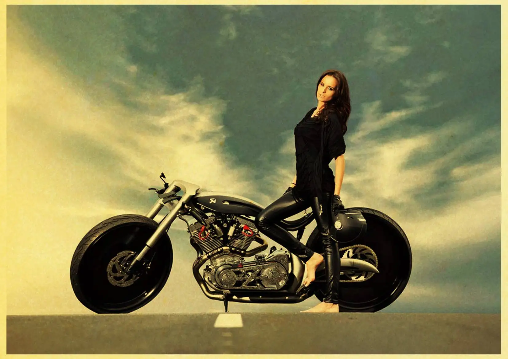 Модель автомобиля мотоцикла для девочек винтажный бумажный постер настенная