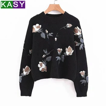 Embroidery Crewneck Bolero Sweater with Print Patterns Women Casual White Knit Wool Short Sweater Pullover Winter Maglioni Donna 
Embroidery Crewneck Bolero Sweater with Print Patterns Women Casual White Knit Wool Short Sweater Pullover Winter Maglioni Donna