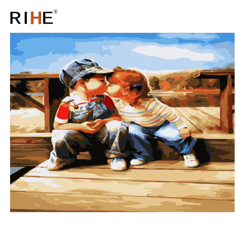 RIHE Kissing Children Oil Painting By Numbers Love Cuadros Decoracion Acrylic Paint On Canvas For Artwork Modern Home Decor 2018
RIHE Kissing Children Oil Painting By Numbers Love Cuadros Decoracion Acrylic Paint On Canvas For Artwork Modern Home Decor 2018