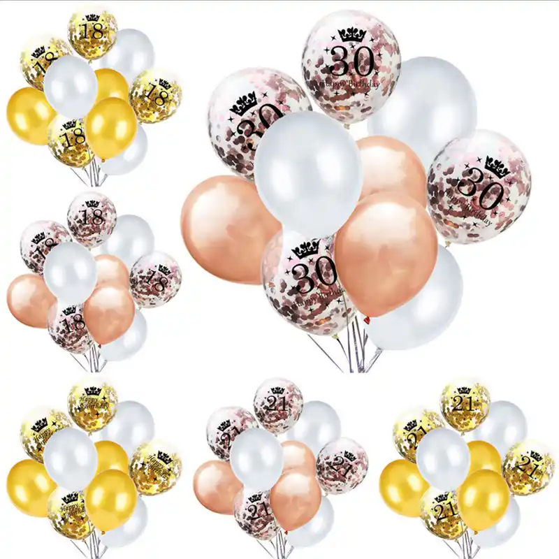 10pcs 18th 21th 30th 40th 50th 60th Birthday Balloons Rose Gold