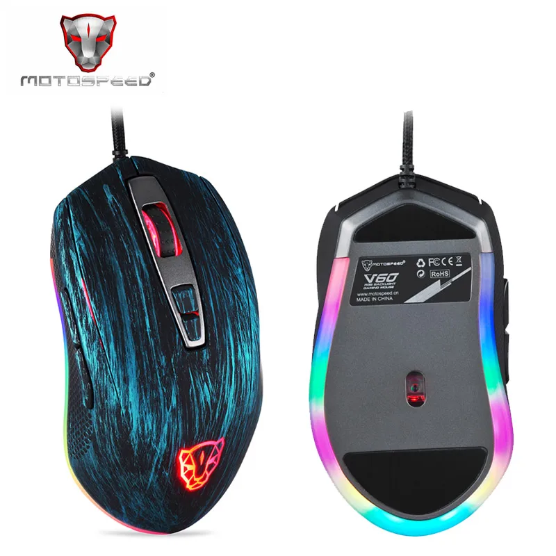 Motospeed V60 RGB макропрограммируемая игровая мышь 5000 DPI USB компьютерная 7 кнопок