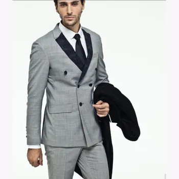 Double Breasted Light Gray 3Pieces (Jacket+Pant+Tie) Brand men wedding suit Costume Slim Fit Tuxedo 2018 grey Formal mens Suits
Double Breasted Light Gray 3Pieces (Jacket+Pant+Tie) Brand men wedding suit Costume Slim Fit Tuxedo 2018 grey Formal mens Suits