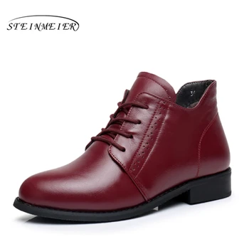 Genuine cow Leather Ankle women winter flats Boots Comfortable quality soft Shoes Brand Designer Handmade 2020 black red
Genuine cow Leather Ankle women winter flats Boots Comfortable quality soft Shoes Brand Designer Handmade 2020 black red