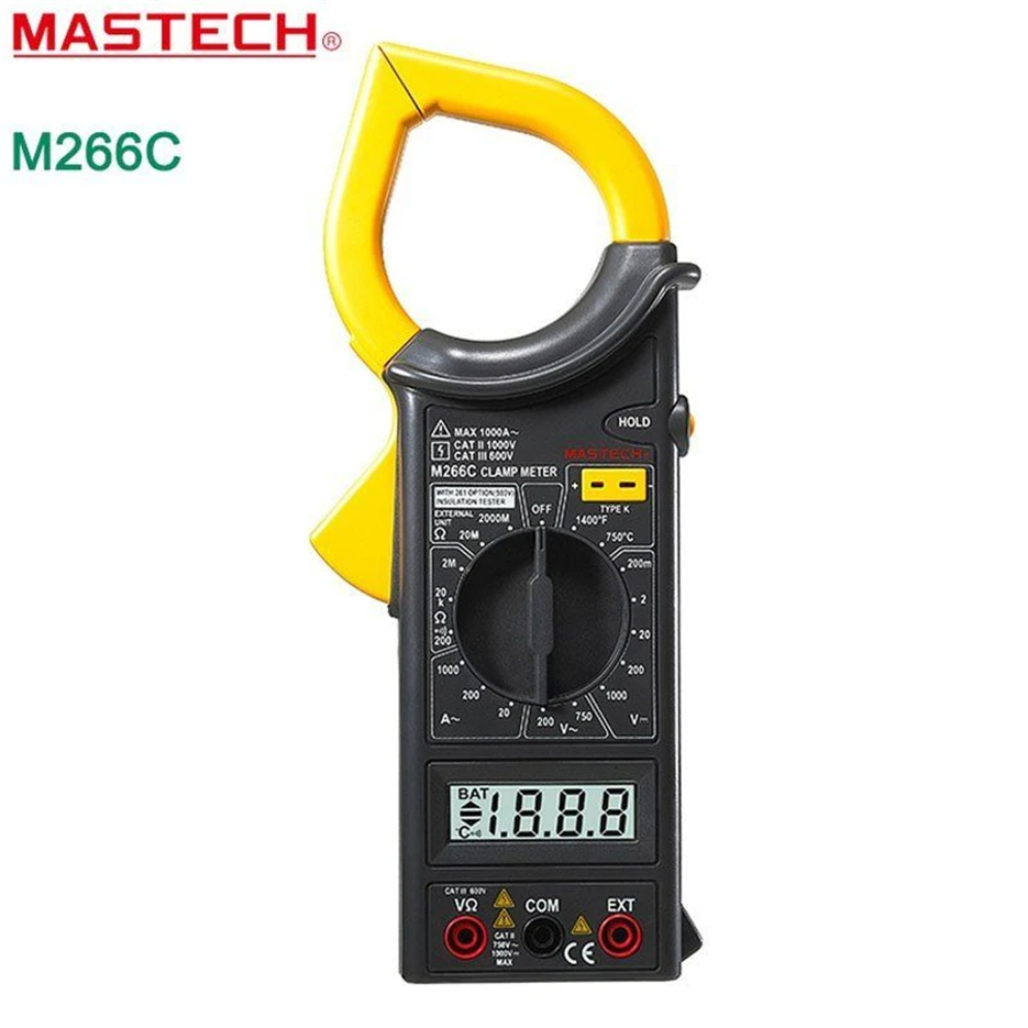 

MASTECH M266C Digital Clamp Meter Voltmeter Ohmmeter ACVoltage AC Current Resistance Temp Tester Detector with Diode multimeter