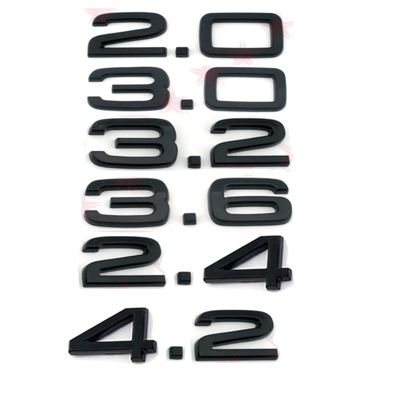 Gloss black ABS 2.0 2.4 3.0 3.2 3.6 4.2 emblem car rear sticker for Audi SLINE A1 A3 A4 A5 A6 A7 Q3 Q5 Q7 TT RS
Gloss black ABS 2.0 2.4 3.0 3.2 3.6 4.2 emblem car rear sticker for Audi SLINE A1 A3 A4 A5 A6 A7 Q3 Q5 Q7 TT RS