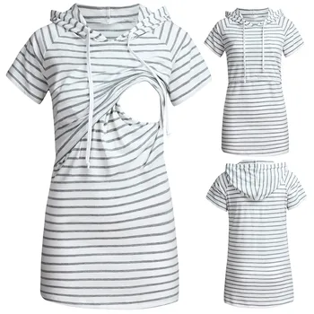 New Pregnant Breastfeeding Clothes Women Maternity Short Sleeve Striped Hoodie Nursing Pullover Tops Premama Summer Cotton Cloth
New Pregnant Breastfeeding Clothes Women Maternity Short Sleeve Striped Hoodie Nursing Pullover Tops Premama Summer Cotton Cloth