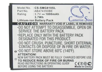 Cameron Sino 1000mAh Battery AB474350BE,AB474350DE for Samsung B5722,B5722C,B7722,B7732,C3610c,i6320c,i6330,I560,I568,i688,i8510
Cameron Sino 1000mAh Battery AB474350BE,AB474350DE for Samsung B5722,B5722C,B7722,B7732,C3610c,i6320c,i6330,I560,I568,i688,i8510