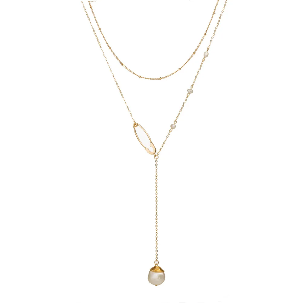 Multilayer Natural Pearl Ball Gold Pin Shape Pendant Necklace Women Cowry Seashell Necklace Bohemian Jewelry
Multilayer Natural Pearl Ball Gold Pin Shape Pendant Necklace Women Cowry Seashell Necklace Bohemian Jewelry