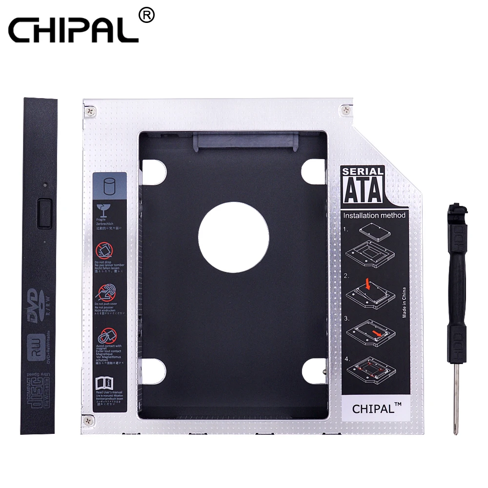 CHIPAL Алюминий Универсальный SATA 3 0 2nd HDD Caddy 12 7 мм 2 5 "Корпус жесткого диска SSD чехол