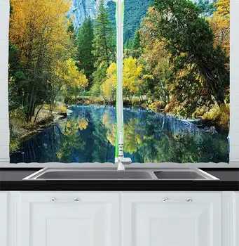 Nature Kitchen Curtains Autumn Landscape Scenery Forest by River Seasonal Rural Countryside Picture Window Decor Panels Set
Nature Kitchen Curtains Autumn Landscape Scenery Forest by River Seasonal Rural Countryside Picture Window Decor Panels Set