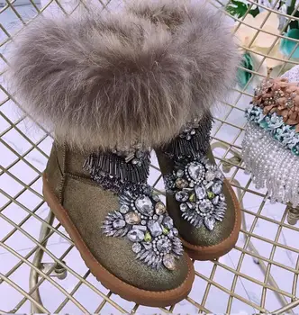 Metal texture leather upper exquisite Austrian diamond tassel beaded raccoon fur boots tube wool snow boots
Metal texture leather upper exquisite Austrian diamond tassel beaded raccoon fur boots tube wool snow boots