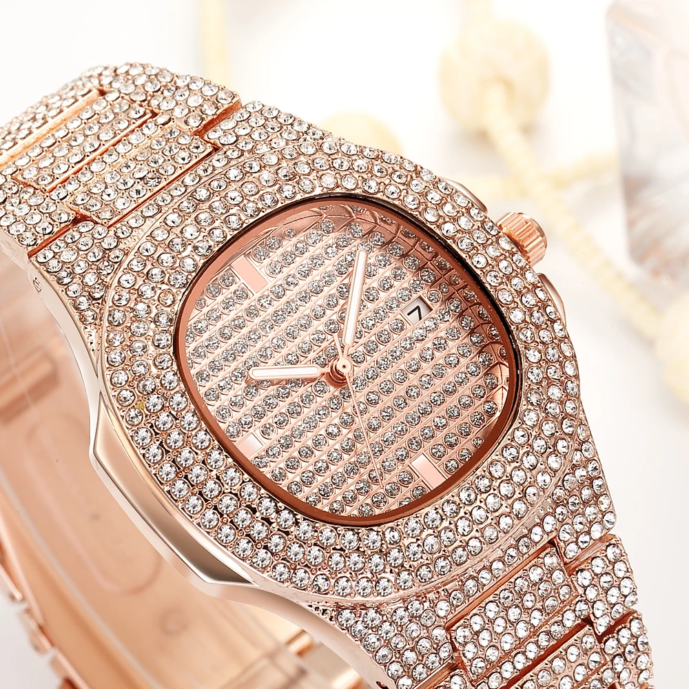 Luxury Women Watches Fashion Pink Gold Rhinestone Watch Full Crystal Alloy Female Quartz Wristwatches Lady Dress Watch Gifts
Luxury Women Watches Fashion Pink Gold Rhinestone Watch Full Crystal Alloy Female Quartz Wristwatches Lady Dress Watch Gifts