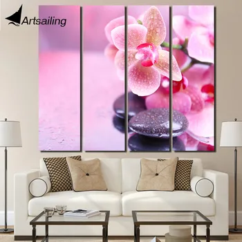 4 piece canvas painting print poster art pictures flower pink orchid pebble wall art modern for living room/up-1385D 
4 piece canvas painting print poster art pictures flower pink orchid pebble wall art modern for living room/up-1385D