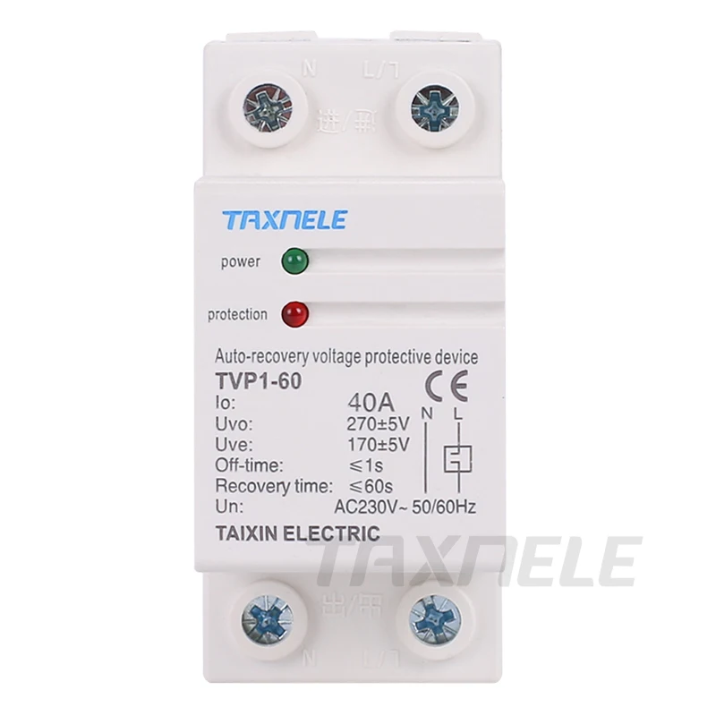 230V AC 40A 63A Din Rail Auto Recovery Voltage Protective Over Under Voltage Relay Device Protector Overvoltage Protection
230V AC 40A 63A Din Rail Auto Recovery Voltage Protective Over Under Voltage Relay Device Protector Overvoltage Protection