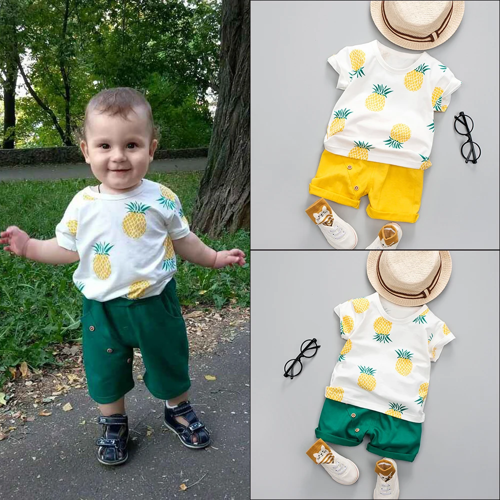 T-shirt + Shorts Children's Clothing Set Pineapple Printed Baby Girls Boys Clothes Toddler Boys Clothing Set Boy Clothes Suits
T-shirt + Shorts Children's Clothing Set Pineapple Printed Baby Girls Boys Clothes Toddler Boys Clothing Set Boy Clothes Suits