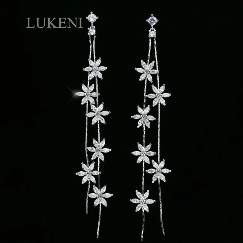 LUKENI Elegant Luxury Women'S Flower Vine CZ Zircon Dangle Earrings Fashion Banquet Wedding Long Tassel Drop Earrings Female Jew
LUKENI Elegant Luxury Women'S Flower Vine CZ Zircon Dangle Earrings Fashion Banquet Wedding Long Tassel Drop Earrings Female Jew