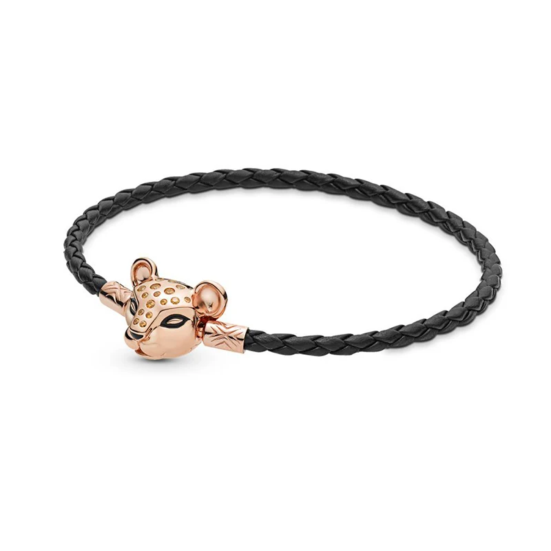 New 925 Sterling Silver Fashion Black Leather Woven Bracelet Lion Head with Cubic Zirconia Fit for Women Bracelet DIY Jewelry
New 925 Sterling Silver Fashion Black Leather Woven Bracelet Lion Head with Cubic Zirconia Fit for Women Bracelet DIY Jewelry