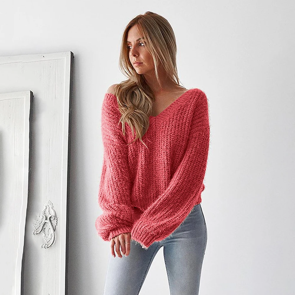 Women Fashion New Sexy Causal Loose Sweater Trend Pullovers Spring Summer Solid V-Neck Tops Office Lady Sweater
Women Fashion New Sexy Causal Loose Sweater Trend Pullovers Spring Summer Solid V-Neck Tops Office Lady Sweater