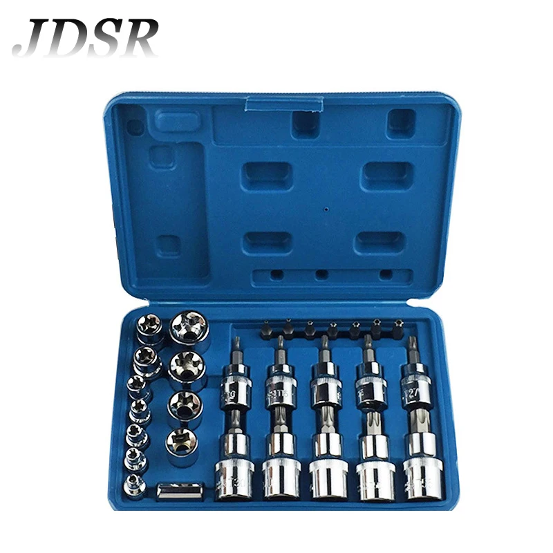 JDSR 29Pcs Universal Wrench Set Sleeve Chrome Vanadium Sleeve Socket Universal Key Torque Ratchet Wrench Set