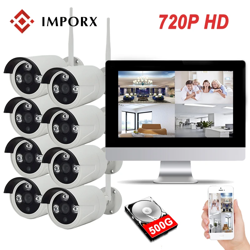 IMPORX 720P 8CH CCTV System Wireless 13" LCD NVR Security Camera System 1.0MP IR Outdoor P2P Wifi IP Camera Surveillance Kit
IMPORX 720P 8CH CCTV System Wireless 13" LCD NVR Security Camera System 1.0MP IR Outdoor P2P Wifi IP Camera Surveillance Kit