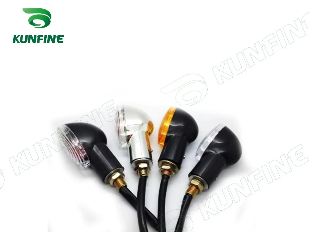 KUNFINE 4PCS Universal Motorcycle LED Turn Signal Indicators light Blinkers Flexible Bendable Amber Light A (2)(1)