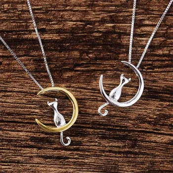 New Animal 925 Sterling Silver Fashion Jewelry Cute Cat And Crescent Moon High-quality Personality Pendant Necklaces N192
New Animal 925 Sterling Silver Fashion Jewelry Cute Cat And Crescent Moon High-quality Personality Pendant Necklaces N192