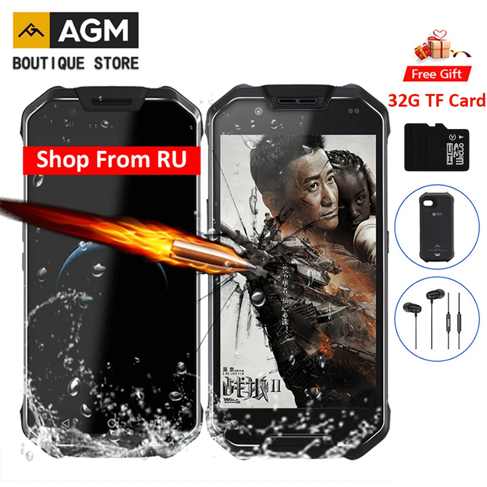 (Корабль f Встроенная память RU) AGM X2 NFC IP68 Водонепроницаемый 5 "6 ГБ Оперативная 64