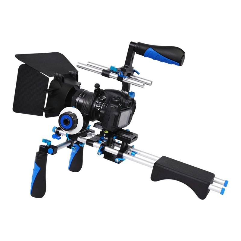 

Professional Camera Rig Shoulder Stabilizer Movie Film Support Kit Follow Focus Matte Box for Canon Nikon Sony SLR DSLR Camera