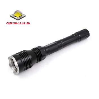 

Light Up to 500Meters HS-802 CREE XML2 XM-L2 U3 1-Mode(on/off) LED Hunting Flashlight Torch power by 2 x 3.7V 18650 battery