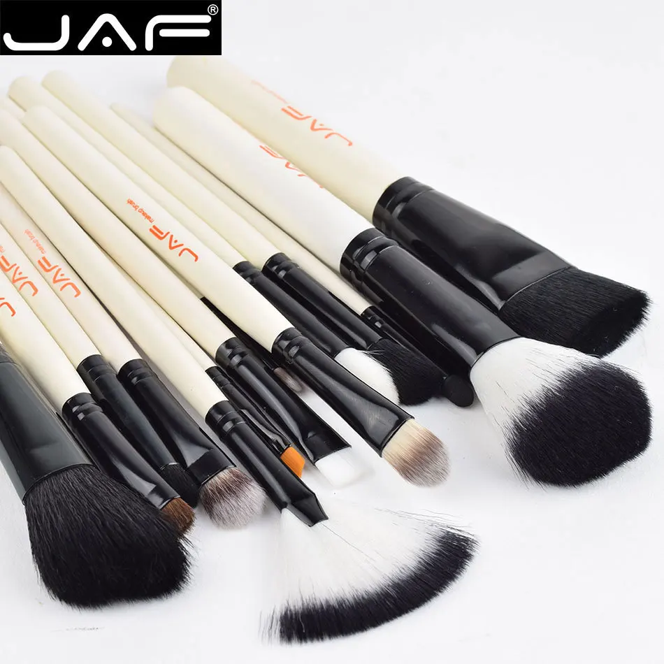 JAF Brand 15-piece Makeup Brushes Kit Multipurpose Super Soft Hair PU Leather Case Holder Make Up Brush Set (6)