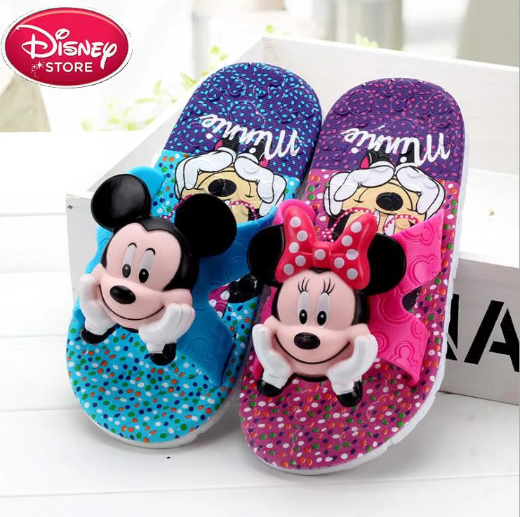 

Disney Children Slippers for Girls Boys Minnie Summer Sandals Kids Flip Flop Home Bath Shoes Non-Slip Beach Shoes Animal