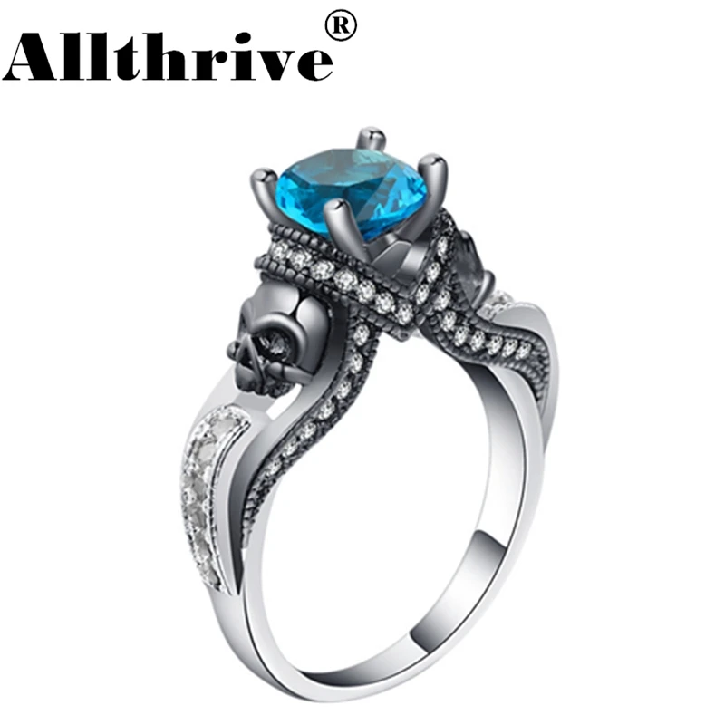 Women Skull Ring Punk Rhinestone Cubic Zirconia Blue Stone Ring for Men Birthstone Lovers Halloween Jewelry Ring Party Gift 2018
Women Skull Ring Punk Rhinestone Cubic Zirconia Blue Stone Ring for Men Birthstone Lovers Halloween Jewelry Ring Party Gift 2018